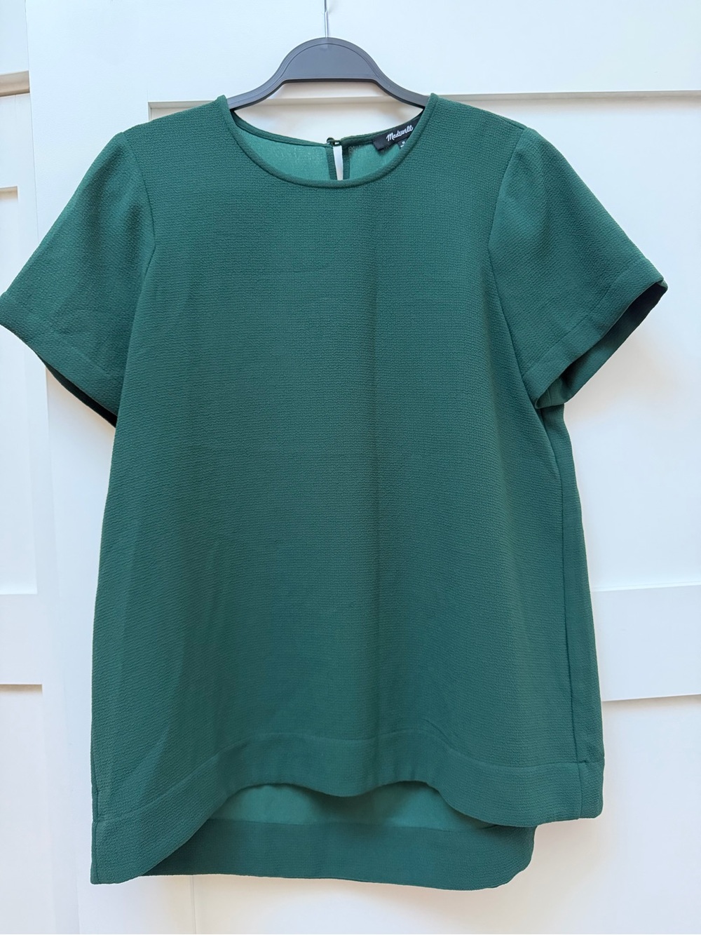 Madewell Deep Green Short Sleeve Textured Crewneck Top